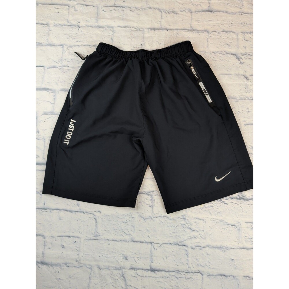 Nike Dri-FIT Athletic Gym Shorts 7.5” Large Black Zip Up Pockets